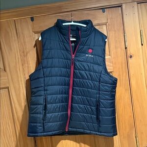 Ororo Black Puffer Vest with Red Accents
